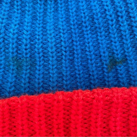 Vintage Blue and Red Knit Beanie “Modulate with ME” 70’s - Picture 4 of 12